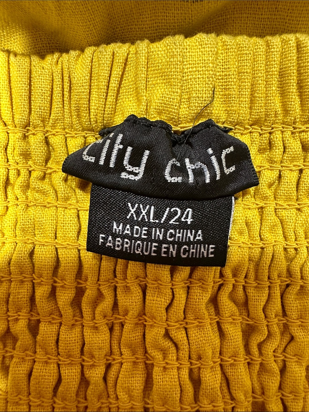 City Chic Yellow Linen Blend Bow Smocked Back Sundress Women's XXL/24 - Picture 2 of 10